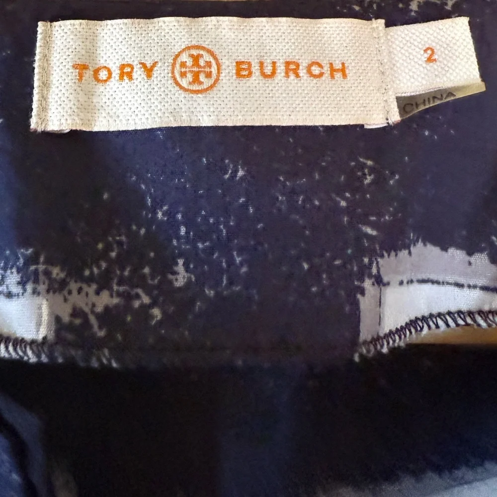 Tory Burch V Neck Checkered Cotton Oversized Antibes Blouse Size 2 - Picture 5 of 8
